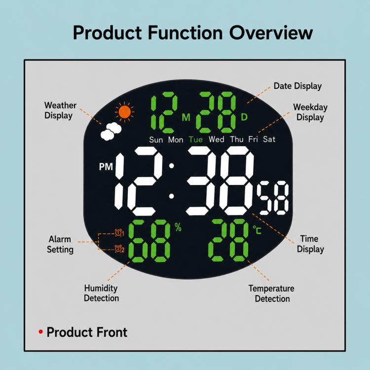 DS-3816L Multifunctional LED Digital Large Screen Weather Display Electronic Clock with Remote Control
