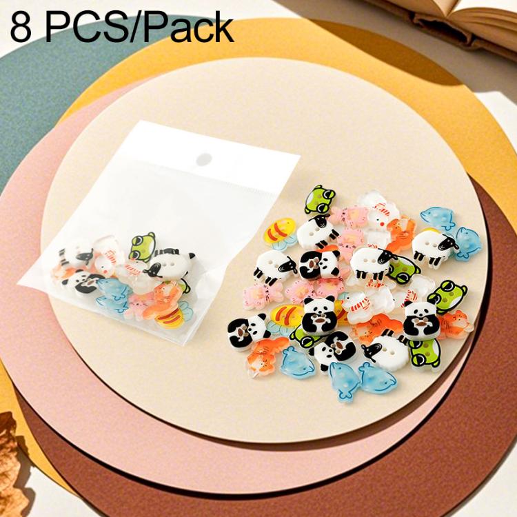 8 PCS/Pack Colorful Animal-shaped Design Resin Buttons