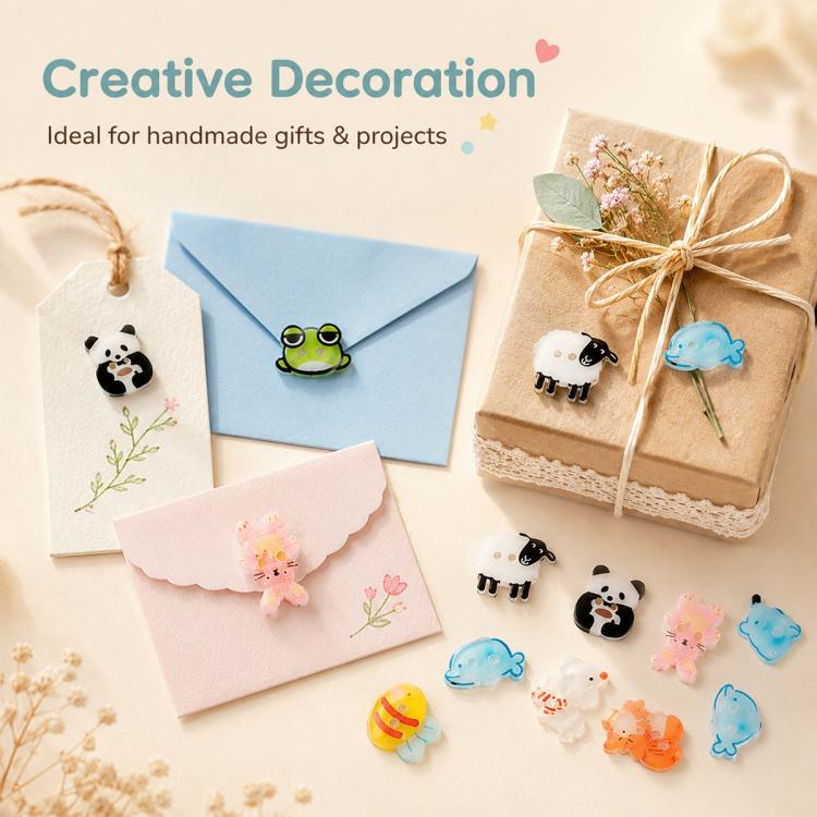 8 PCS/Pack Colorful Animal-shaped Design Resin Buttons