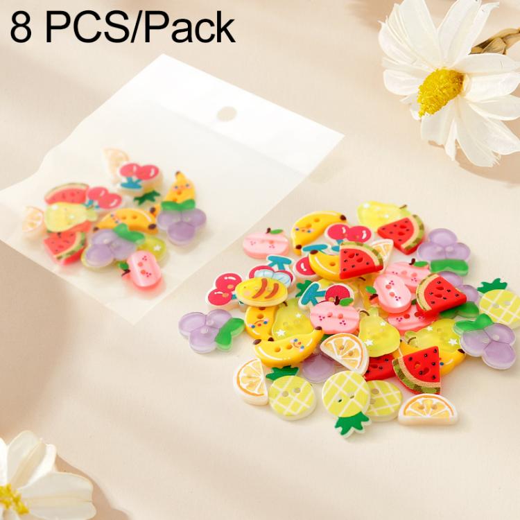 8 PCS/Pack Colorful Fruit Patterns Round Resin Buttons for DIY Sewing Accessories