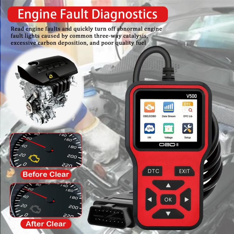 V500 Car OBDII Diagnostic Scanner, Engine Fault Code Reader