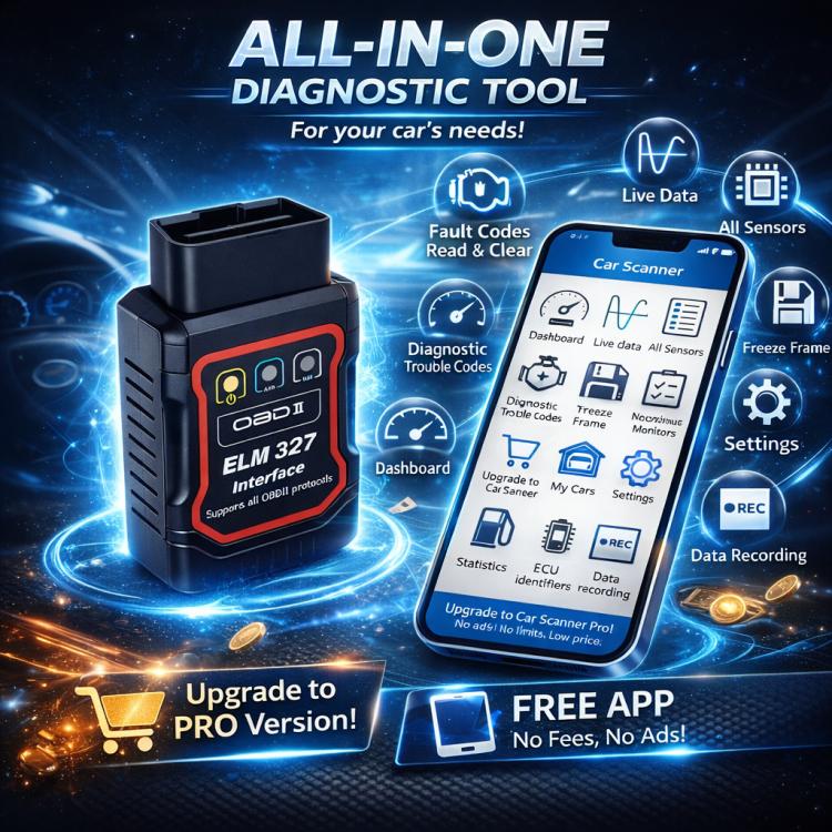 ELM 327 OBD2 Car Fault Diagnostic Tool Bluetooth Wireless Auto Code Reader Adapter, Black