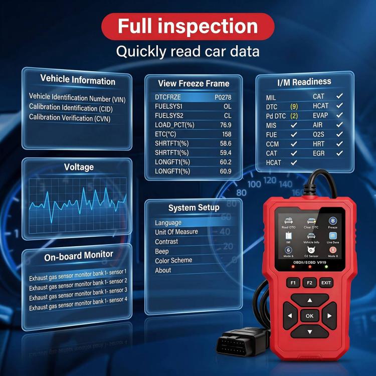 V919 Car Fault Diagnostic Scanner OBD2 Auto Code Reader