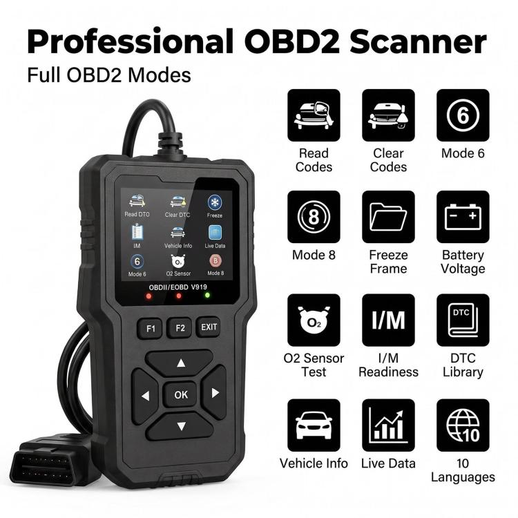 V919 Car Fault Diagnostic Scanner OBD2 Auto Code Reader, V919