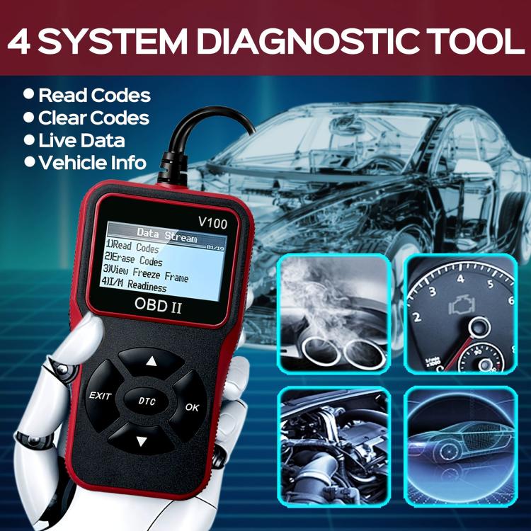 V100 Car OBD2 Diagnostic Scanner, Fault Code Reader, Engine Fault Diagnostic Tool, V100