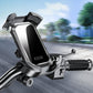 360° rotating motorcycle phone holder with mirror-finish back frame for handlebars