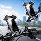 360° rotating motorcycle phone holder with dual mounting clamp and handlebar grips