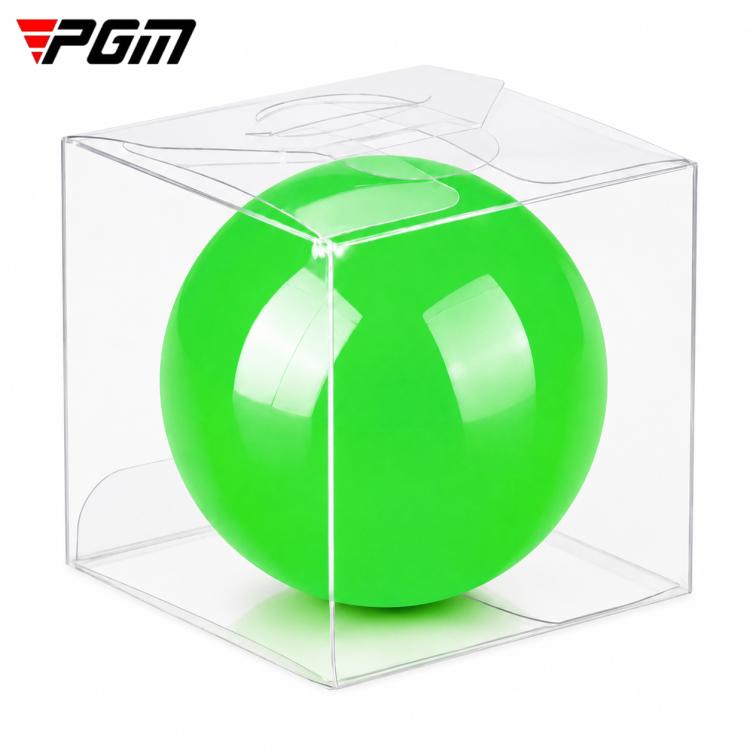 Light-up park golf ball in bright green inside a clear display box.
