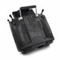 RC radio transmitter back panel with cover, ports, and antenna mounting posts