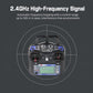 FlySky RC transmitter controller with LCD screen and signal range circle graphic