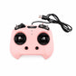 Pink RC flight simulator controller with two thumb sticks and wired USB cable