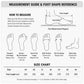 Shoe size measurement guide chart with foot length and foot girth reference