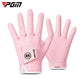 Pink kids golf gloves, perforated finger panels and cushioned palm