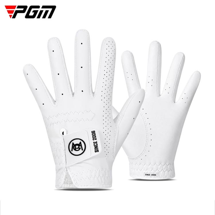 Kids white golf gloves with perforated palm and non-slip grip texture
