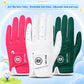 Kids golf gloves set in pink, white, and green with non-slip breathable design