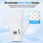 White kids golf glove with breathable vent hole pattern on fingers