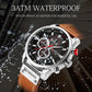 Mens CURREN analog watch with black dial, silver case, brown vegan leather strap