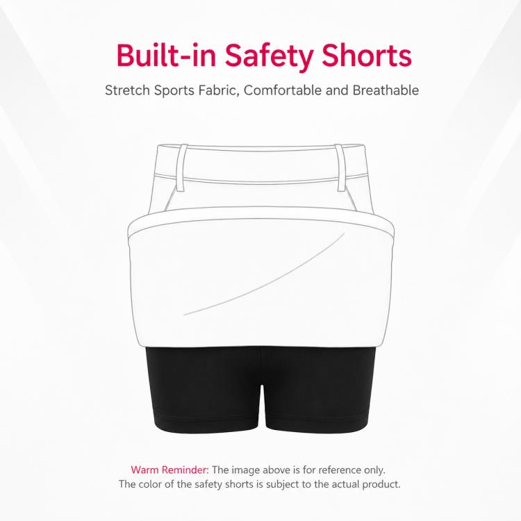 Golf skort diagram showing built-in safety shorts under the skirt