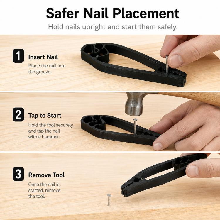 Portable Nail Positioning Tool, Hammer Nail Hand Guard Clip