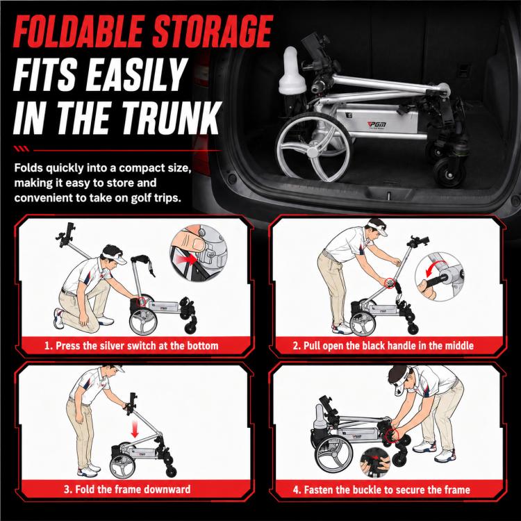 PGM QC010 Dual-Mode Foldable Electric Golf Push Cart