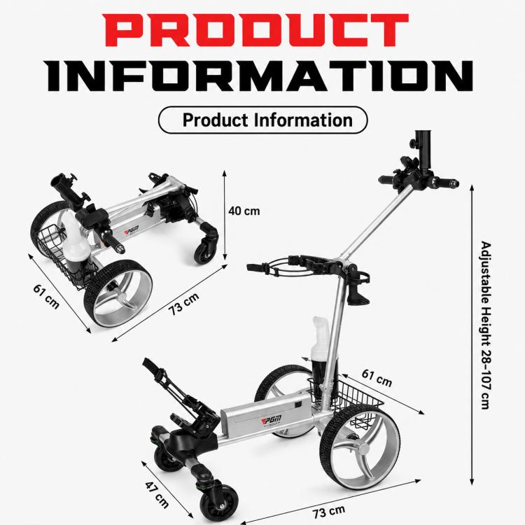 PGM QC010 Dual-Mode Foldable Electric Golf Push Cart