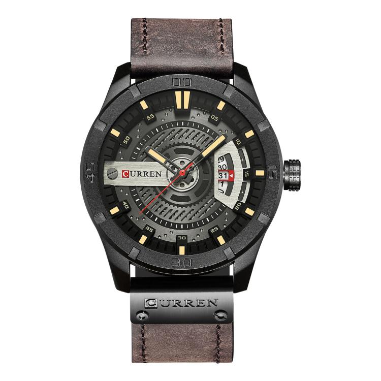 CURREN M8301 Men Classic Leather Watch with Analog and Date Display
