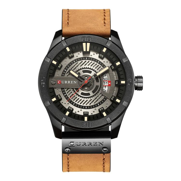 CURREN M8301 Men Classic Leather Watch with Analog and Date Display