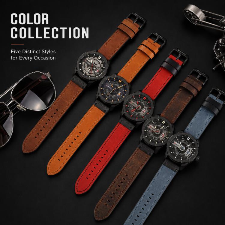CURREN M8301 Men Classic Leather Watch with Analog and Date Display