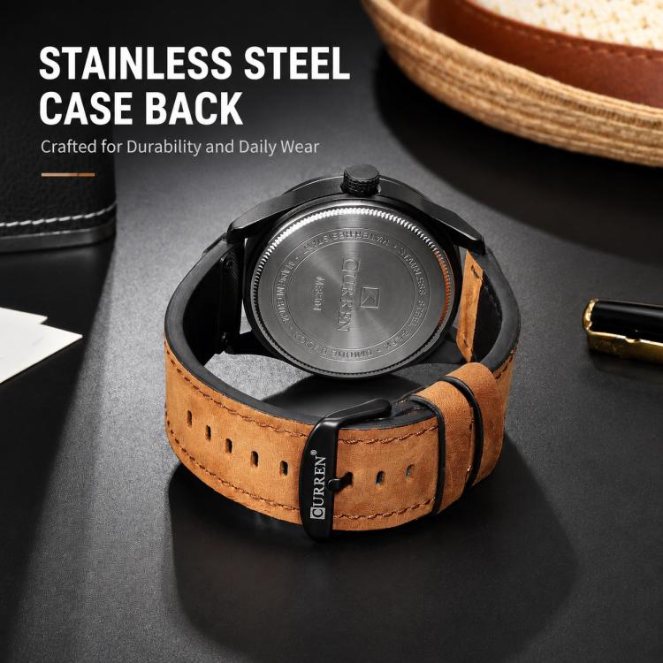 CURREN M8301 Men Classic Leather Watch with Analog and Date Display