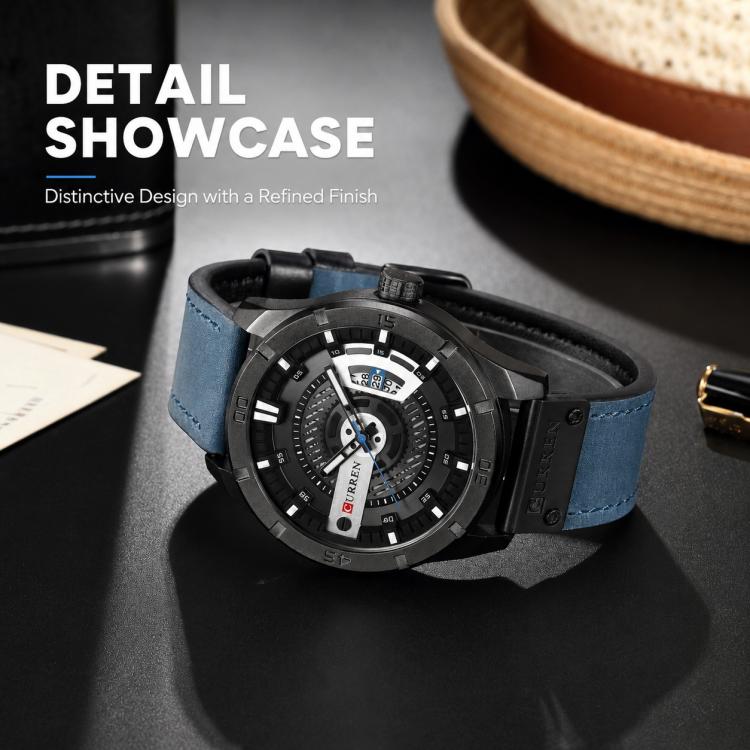 CURREN M8301 Men Classic Leather Watch with Analog and Date Display