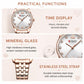 CURREN quartz watch with white dial, crystal bezel, and rose-gold stainless steel strap