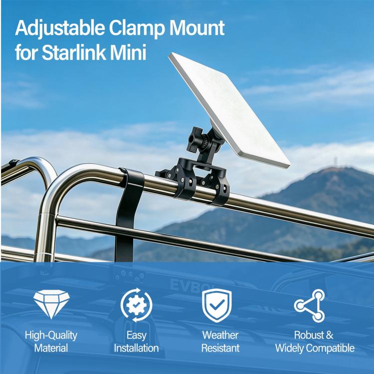 Pole Clamp Mount for Starlink Mini, Dual-clamp + Pipe Adapter, Single-clamp + Pipe Adapter, Arm-clamp + Pipe Adapter, Pipe Adapter