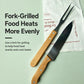 Stainless steel BBQ grill fork and spatula with wooden handles
