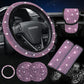 7 in 1 Set Car Diamond Studded Steering Wheel Cover, Diameter: 38cm