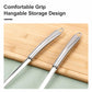 Stainless steel utensil handles with hanging loops for storage
