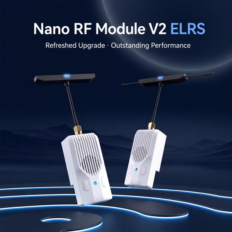 White RF module with two antennas, compact nano transmitter form