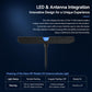 Black antenna assembly with integrated LED indicator and antenna feed cable