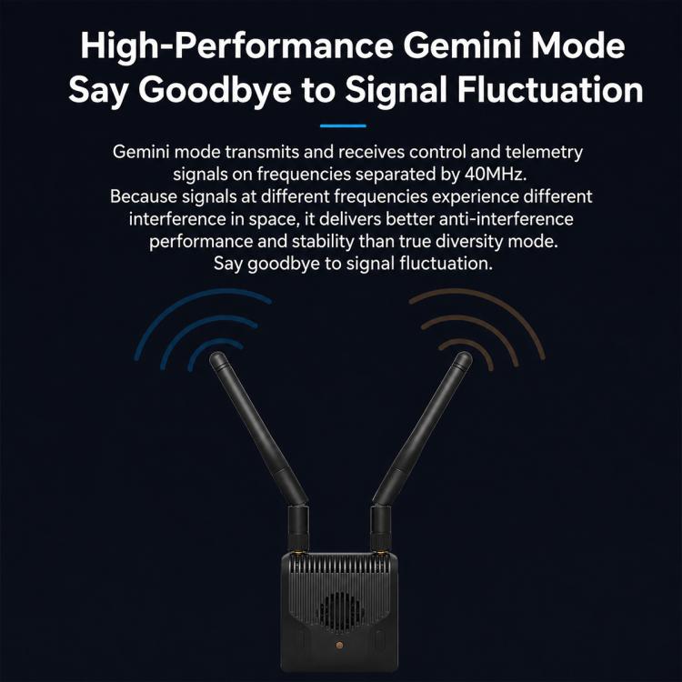 Vented wireless transmitter module with two antennas and a compact dark housing