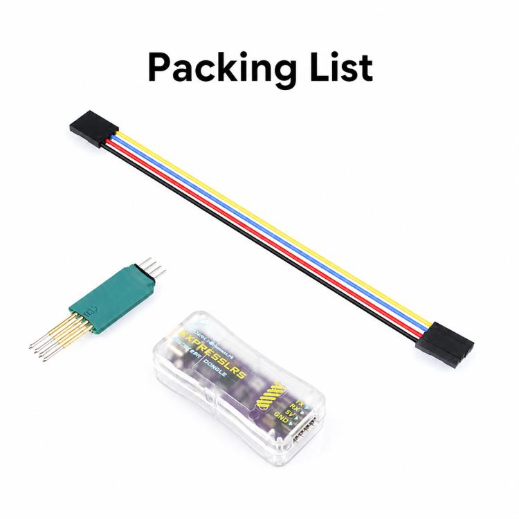 ELRS recovery dongle kit with ribbon cable, green adapter board, and clear case