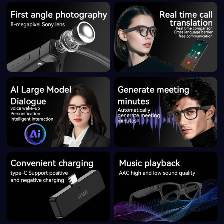 AIMB-G1Max 8MP Camera AI Smart Glasses with Photochromic Lenses, G1Max