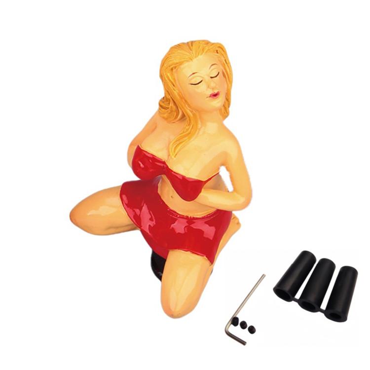 Car manual gear shift knob set with red figure topper and mounting pieces