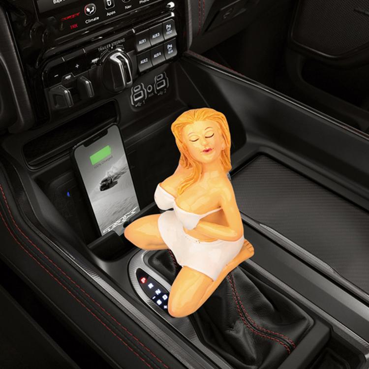 Car manual gear shift knob with glossy white bikini figure topper