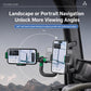 Anti-vibration truck phone holder with rotating arms, phone in portrait and landscape