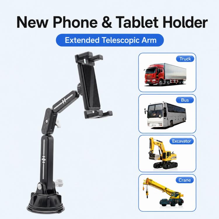Car Dashboard / Windshield Tablets and Smartphones Suction Holder, Extension Rod, Short Rod