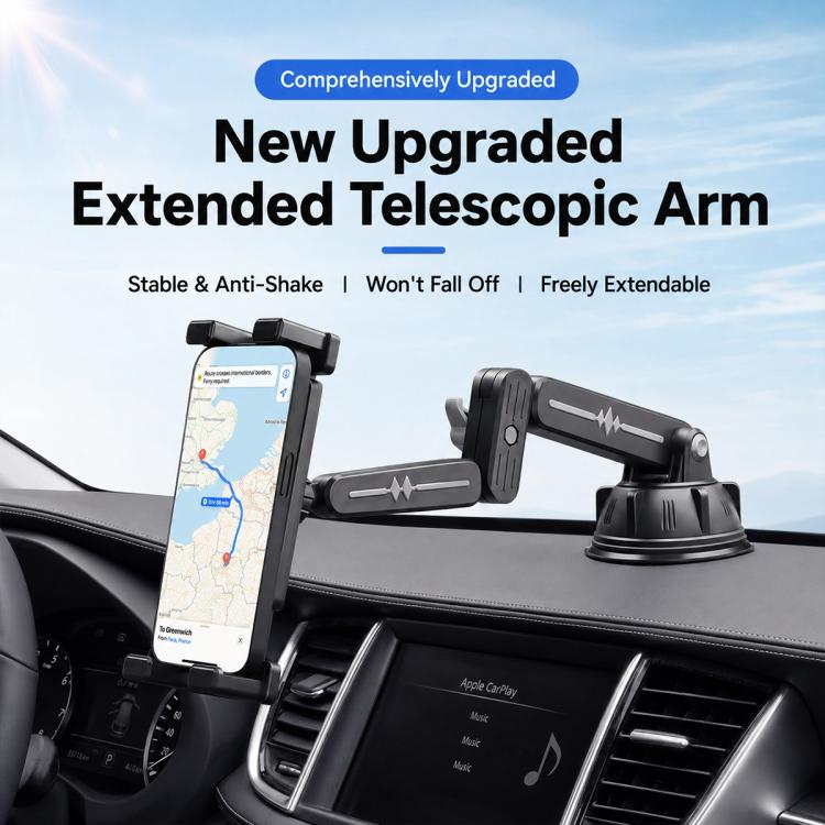 Car Dashboard / Windshield Tablets and Smartphones Suction Holder, Extension Rod, Short Rod