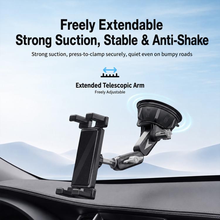 Car Dashboard / Windshield Tablets and Smartphones Suction Holder, Extension Rod, Short Rod