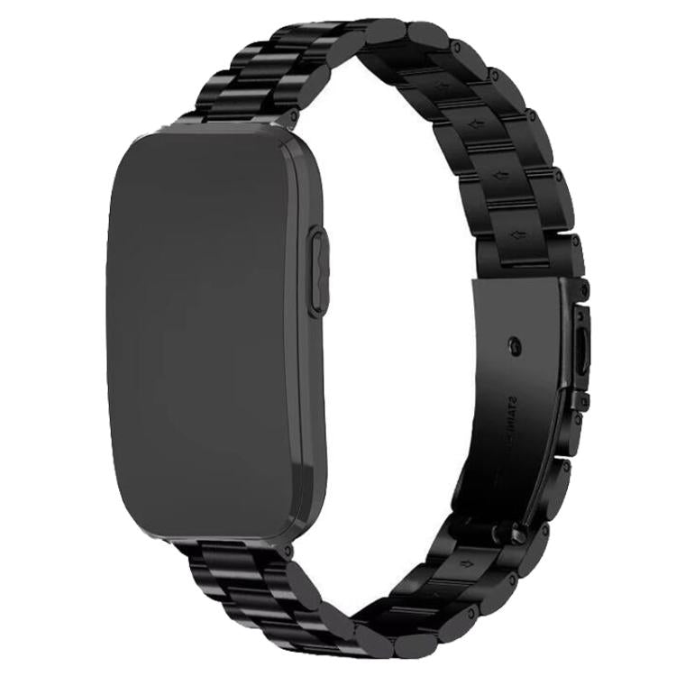 Slim Three Beads Flat Stainless Steel Watch Band, 14mm