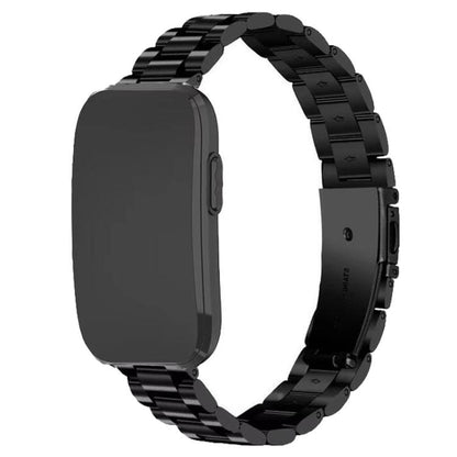 Slim Three Beads Flat Stainless Steel Watch Band, 14mm