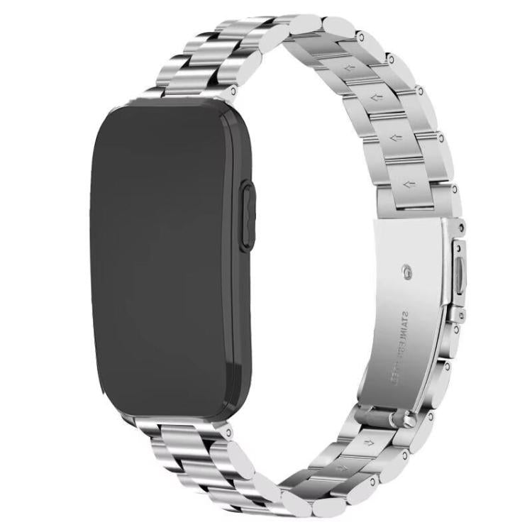 Slim Three Beads Flat Stainless Steel Watch Band, 14mm
