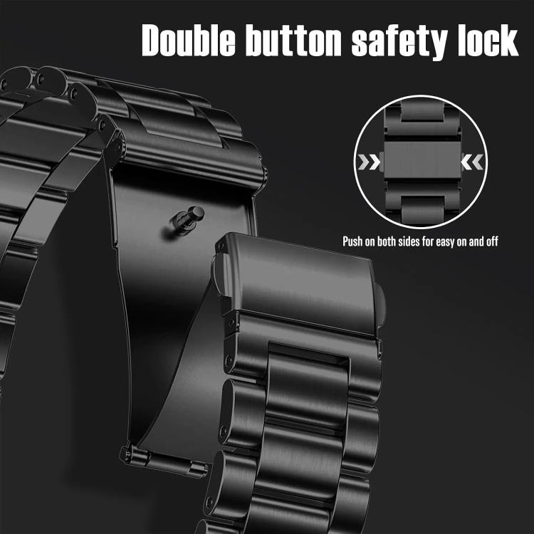 Slim Three Beads Flat Stainless Steel Watch Band, 14mm